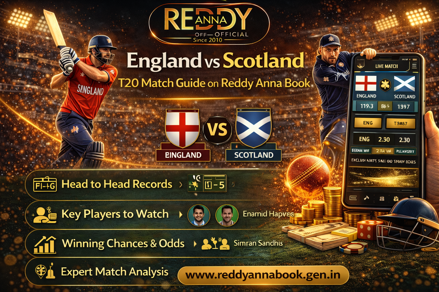England vs Scotland T20 Match Guide on Reddy Anna Book