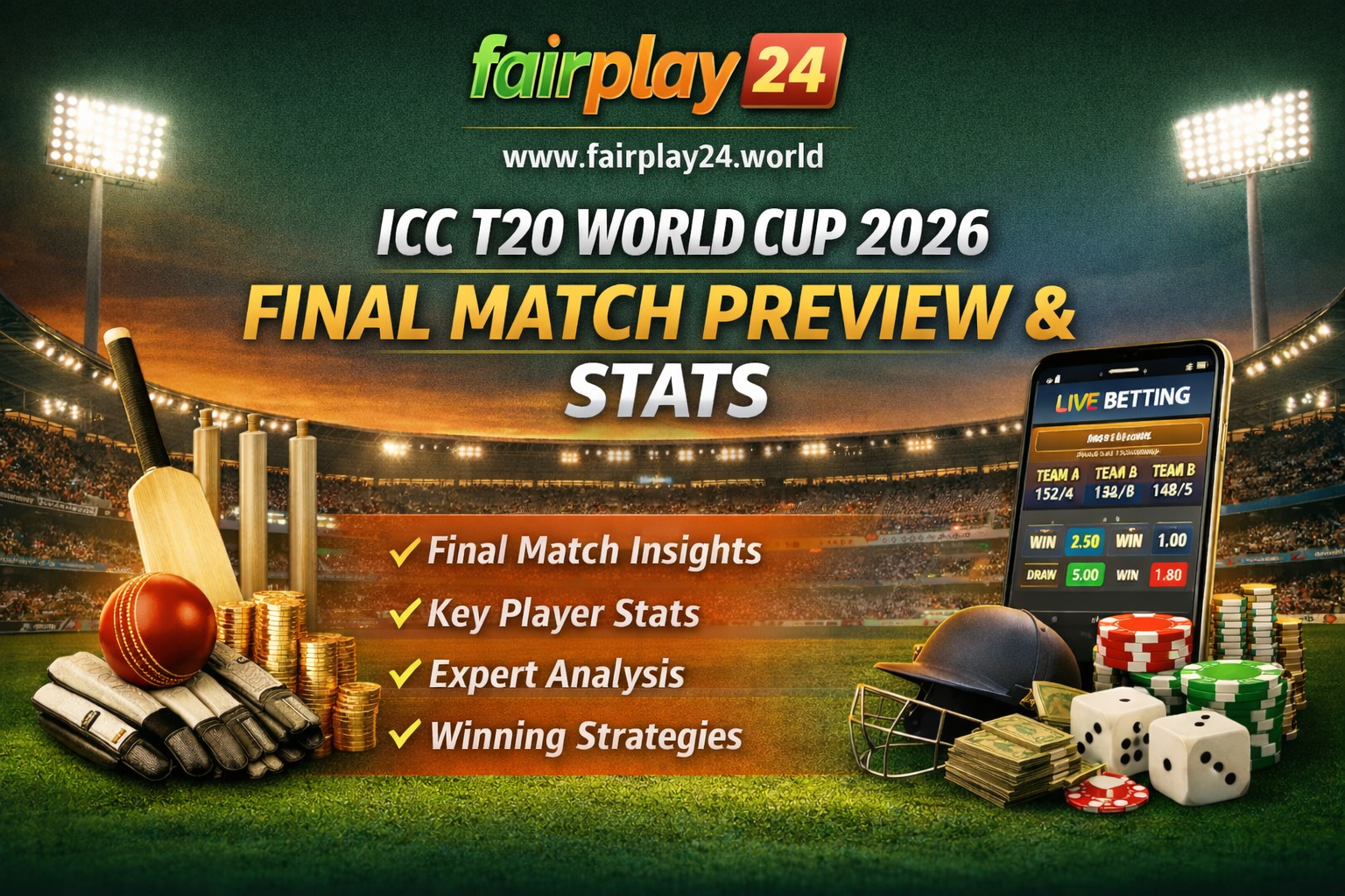 Fairplay24 Guide: ICC T20 World Cup 2026 Final Match Preview & Stats