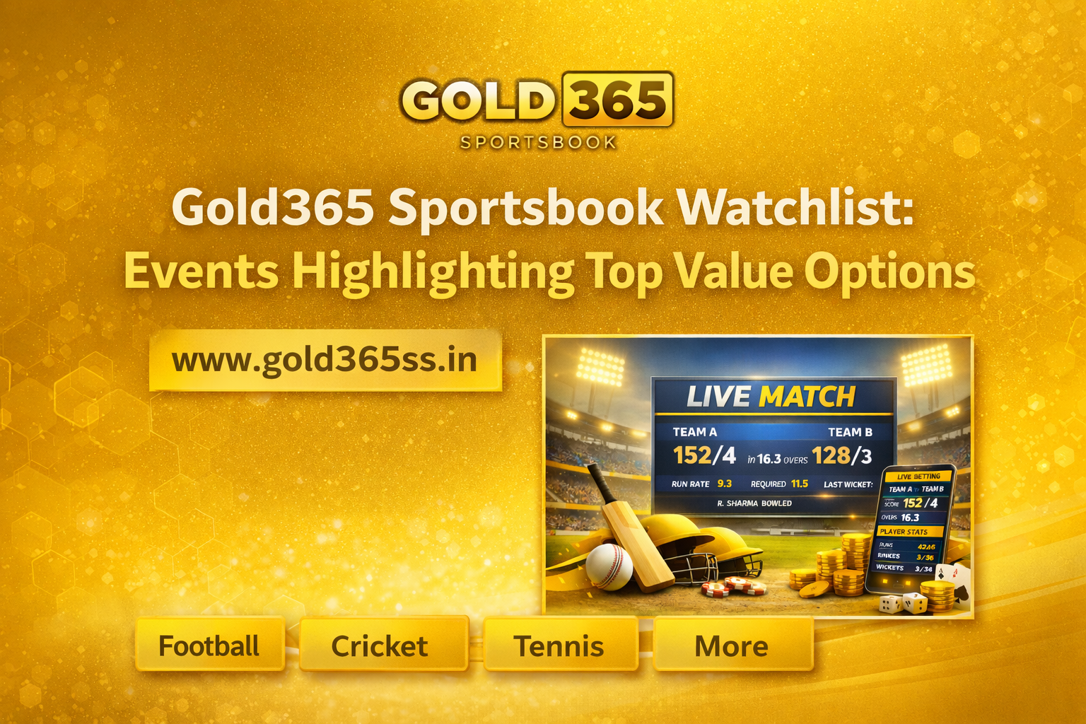 Gold365 Sportsbook Watchlist Events Highlighting Top Value Options