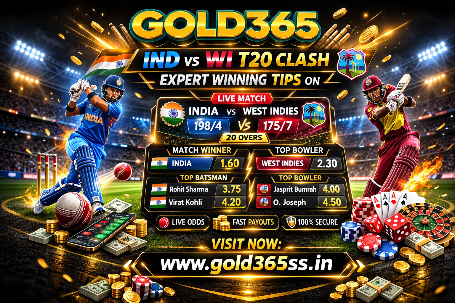 IND vs WI T20 Clash Expert Winning Tips on Gold365