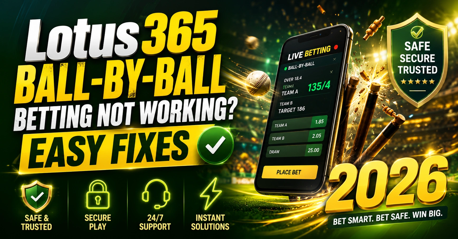 Lotus365 Ball-by-Ball Betting Not Working? Easy Fixes