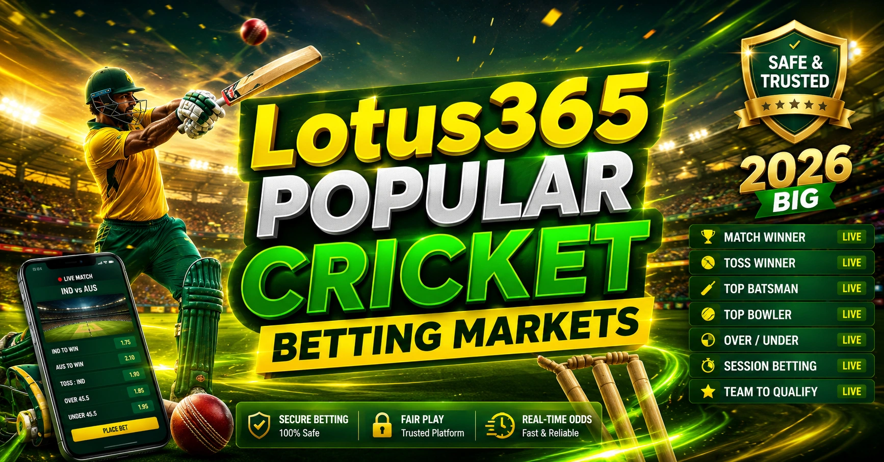 Lotus365 Popular Cricket Betting Markets