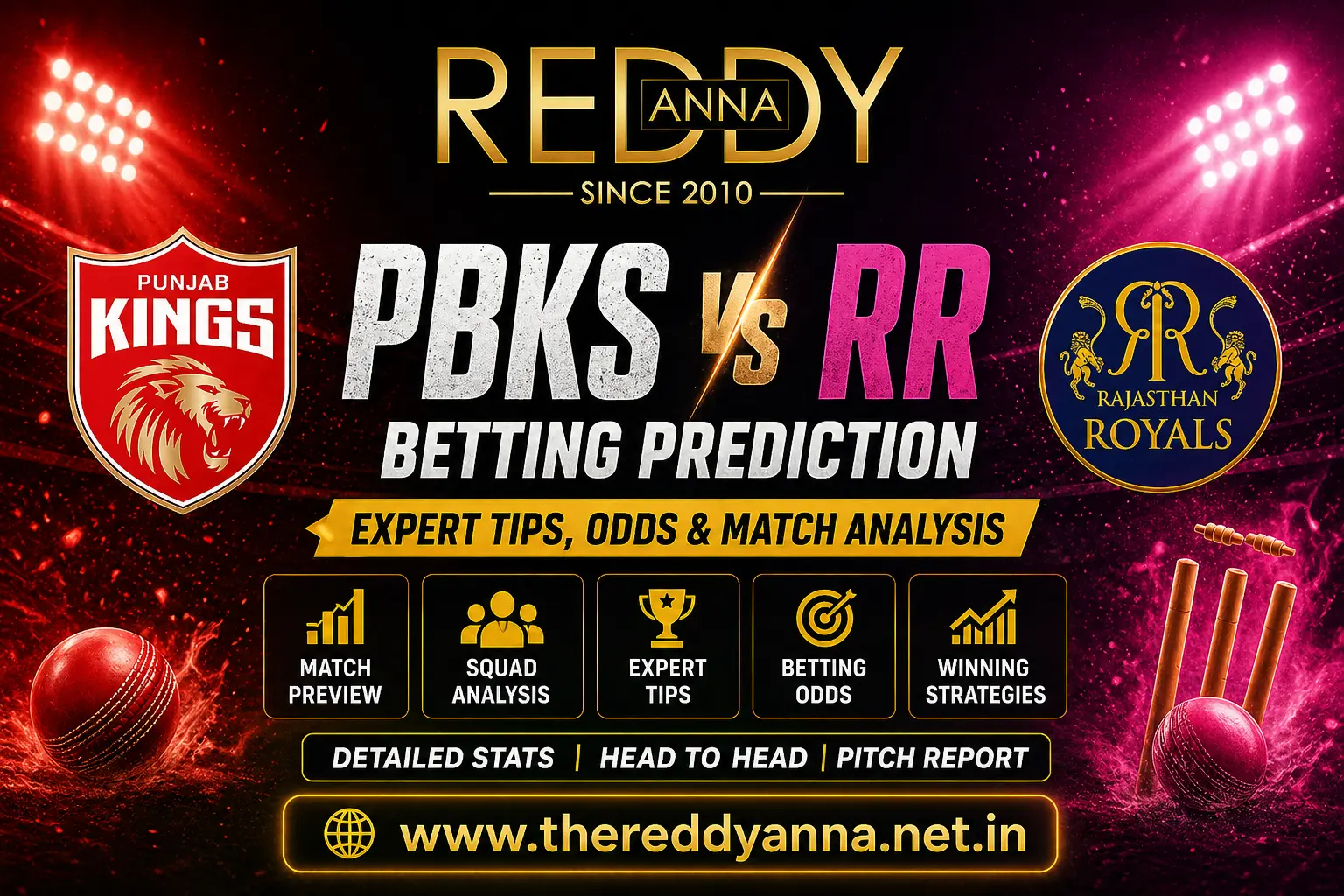 PBKS vs RR Betting Prediction: Expert Tips, Odds & Match Analysis on Reddy Anna