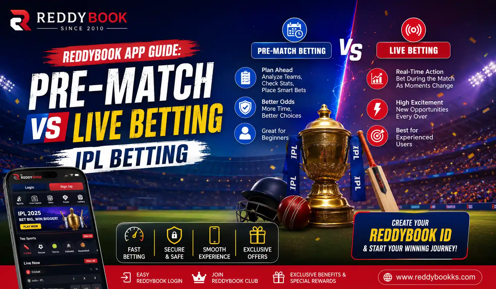Reddybook App Guide: Pre-Match vs Live Betting IPL
