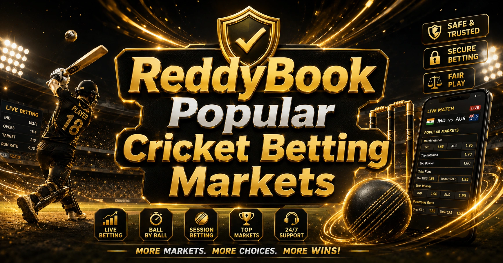 ReddyBook Popular Cricket Betting Markets